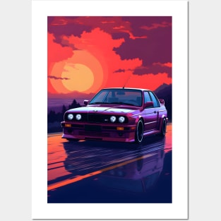 Sunset BMW M3 Posters and Art